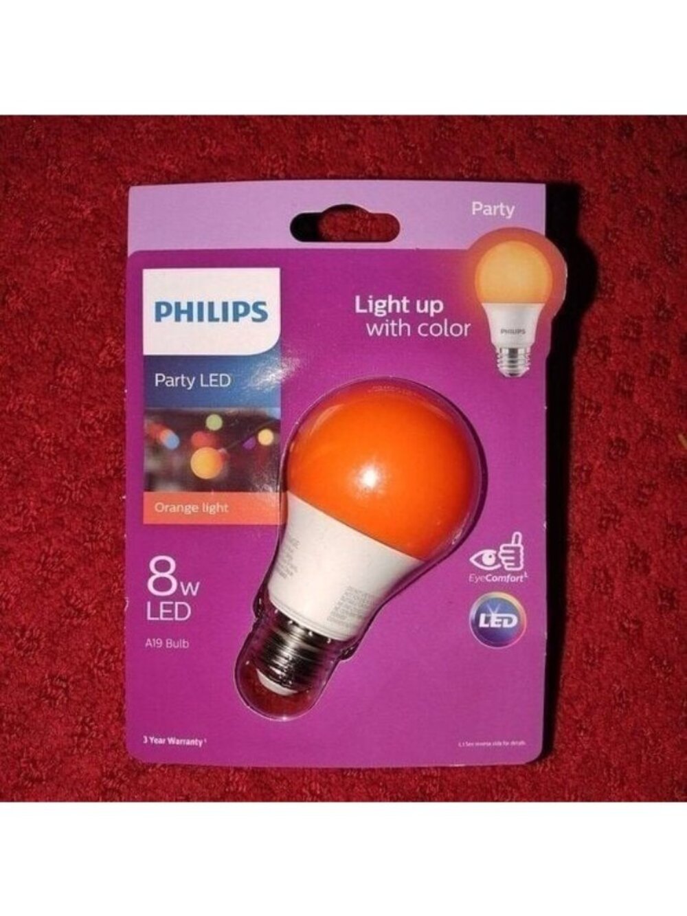 ONE PHILIPS PARTY LED ORANGE LIGHT BULB- 8 W-LED-NEW